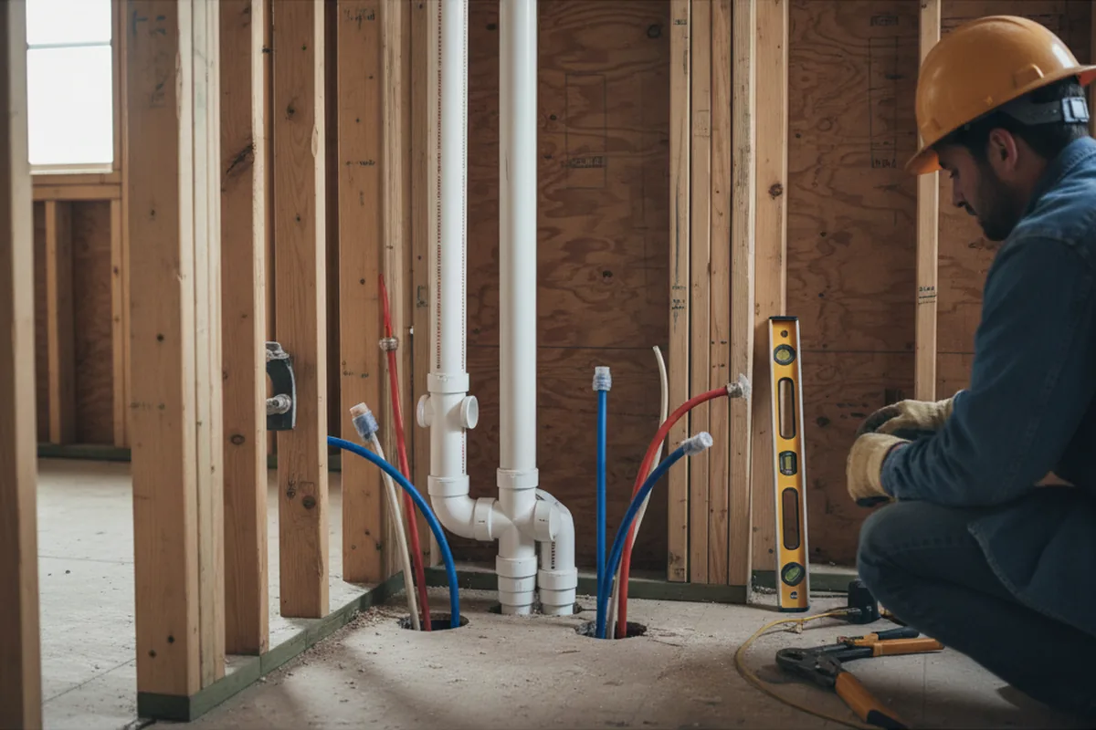 Drain and supply rough-in during Sump Pump Repair in South Fork